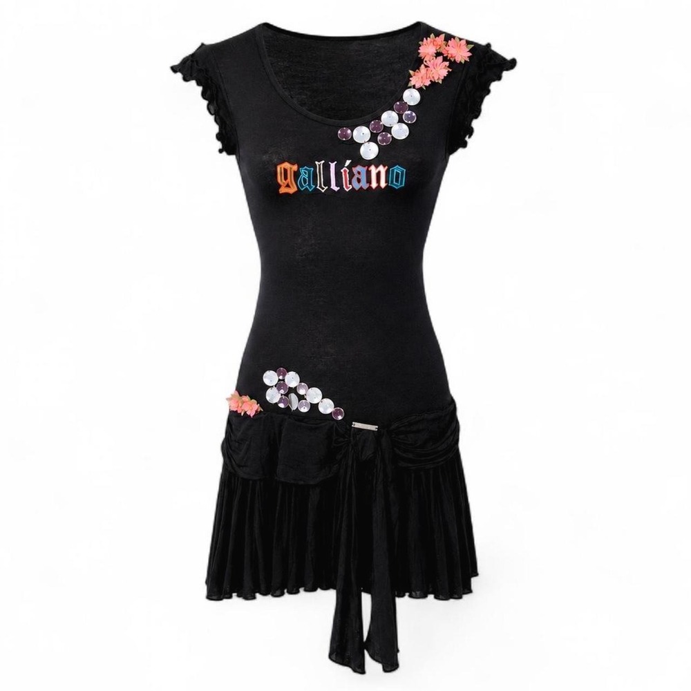Galliano Vintage 2010 Logo Dress with Hardware